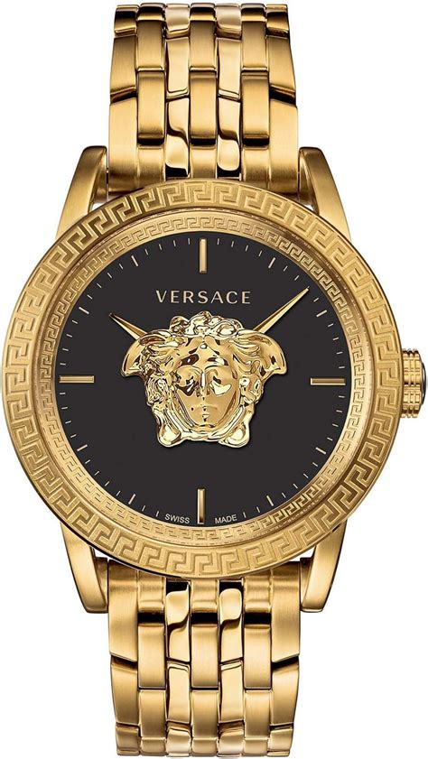 versace palazzo empire stainless steel & leather-strap watch|Versace Men's Swiss Palazzo Empire Gold Ion.